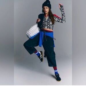 Free People Movement Women's Kick Off Printed Layer Top in Aspen Onyx XS NWT